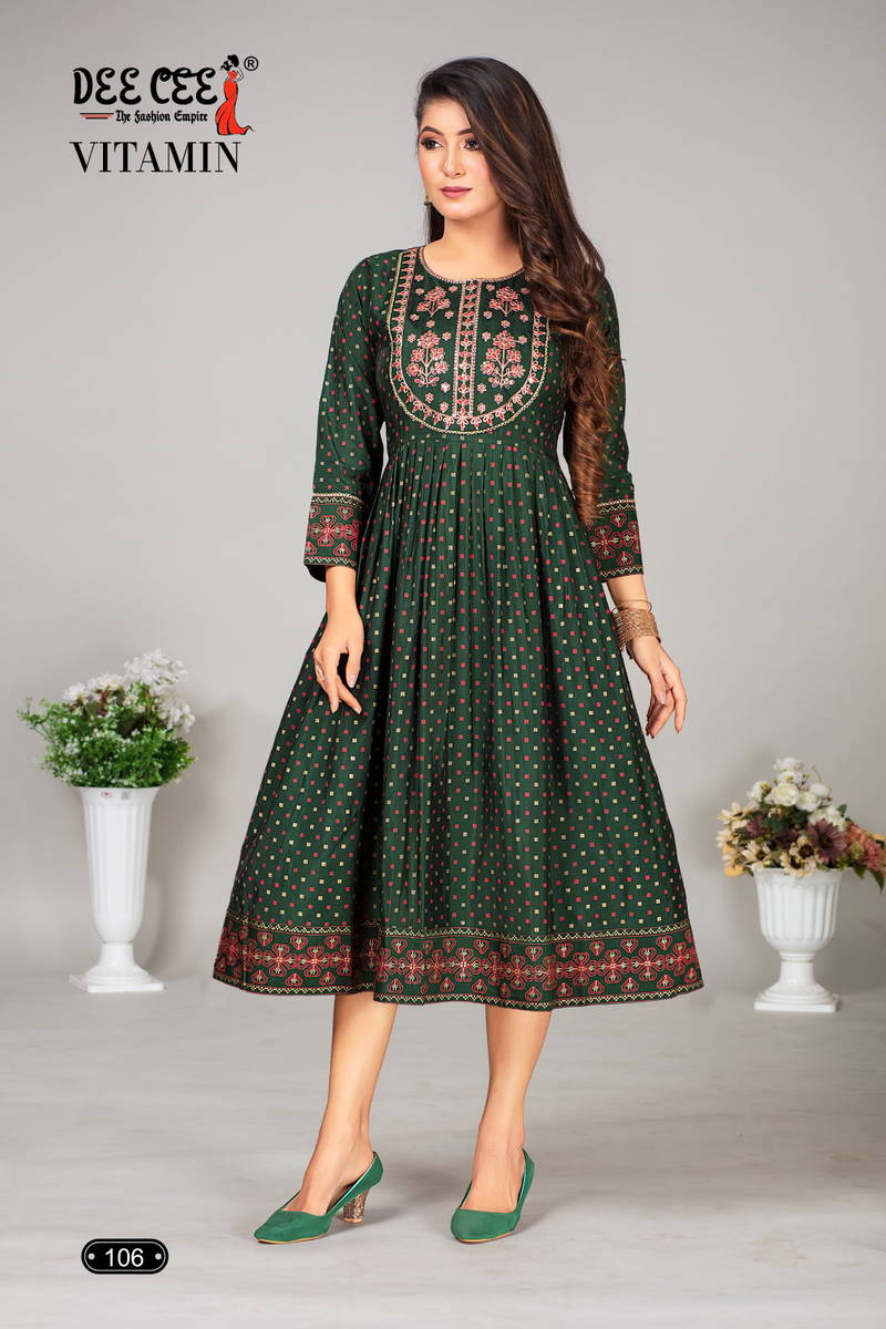 Vitamin By Dee Cee Chanderi Anarkali Kurtis Wholesale Shop In Surat
